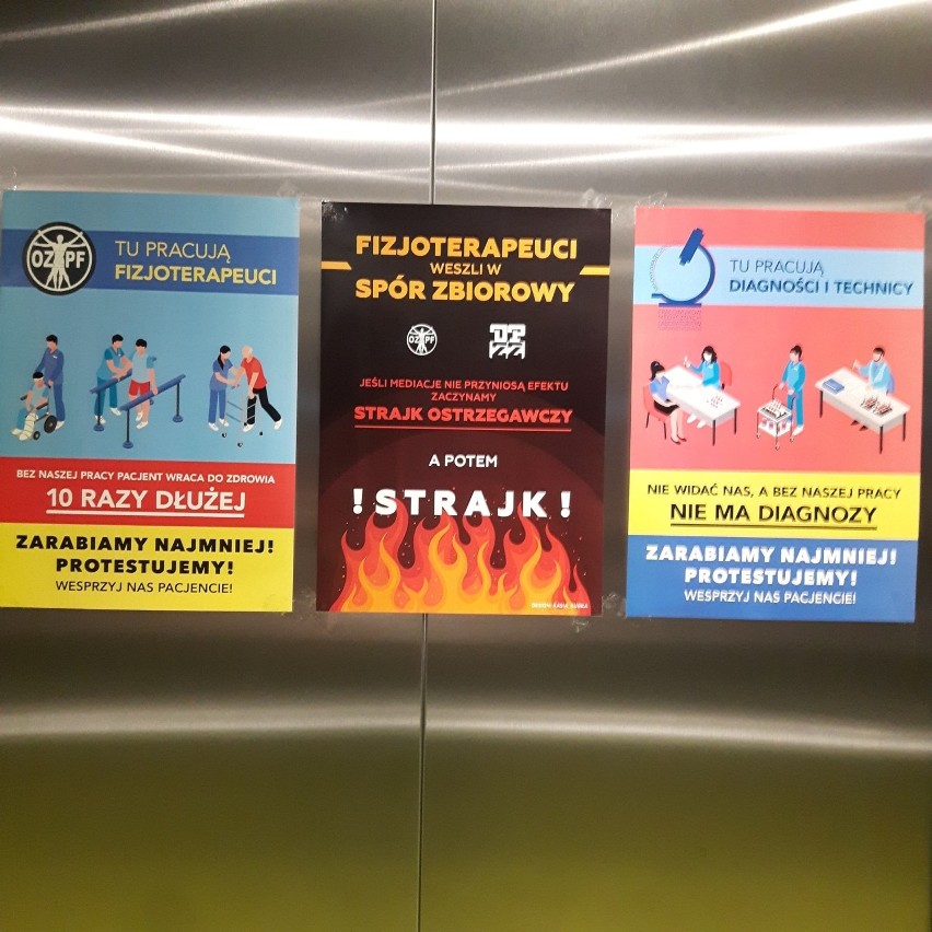 Plakaty informujące o proteście w Sosnowieckim Szpitalu...