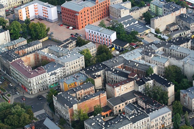 Łódź z lotu ptaka, panorama Łodzi i zdjęcia lotnicze miasta z pokładu sterowca Allegro