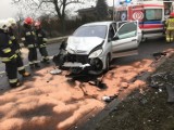 Wypadek  dwóch samochodów na drodze K92 w Strzałkowie 