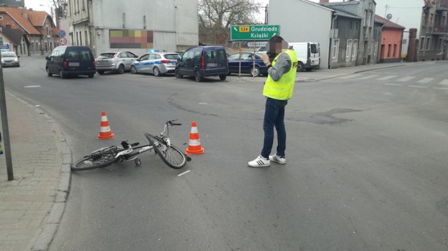 Wypadek rowerzysty na ul. Grudziądzkiej w Wąbrzeźnie