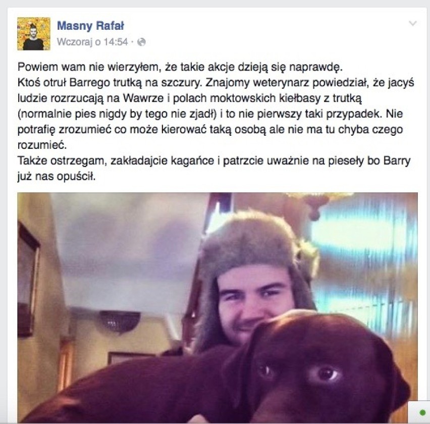Trutka dla psów, Pole Mokotowskie. Rafał Masny ostrzega...