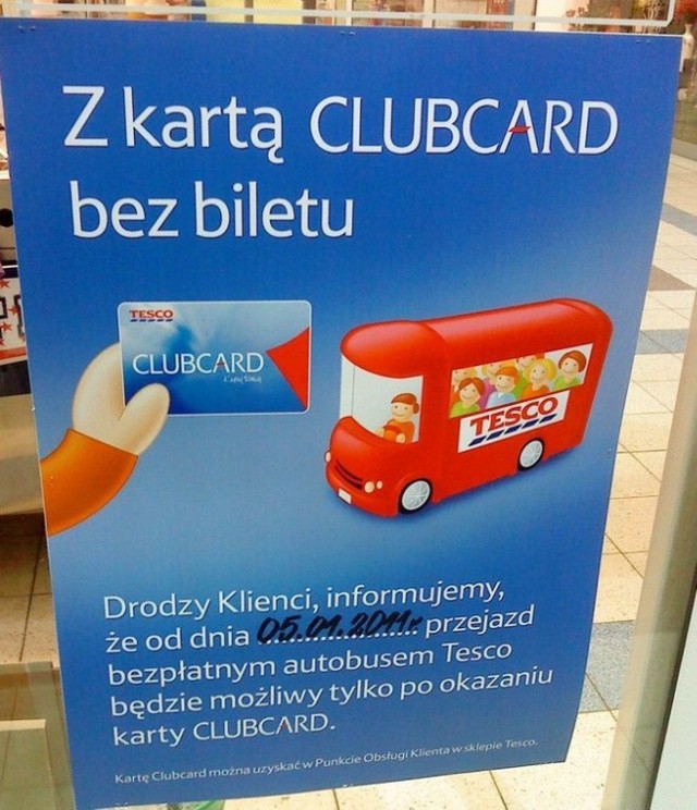 Według Tesco, karta Clubcard pomaga oszacować, jak ważna dla klientów jest bezpłatna linia autobusowa.