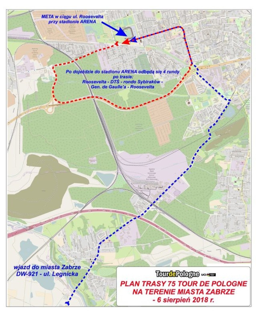 Tour de Pologne 2018 w Zabrzu: zmiany w organizacji ruchu i komunikacji miejskiej [MAPA]