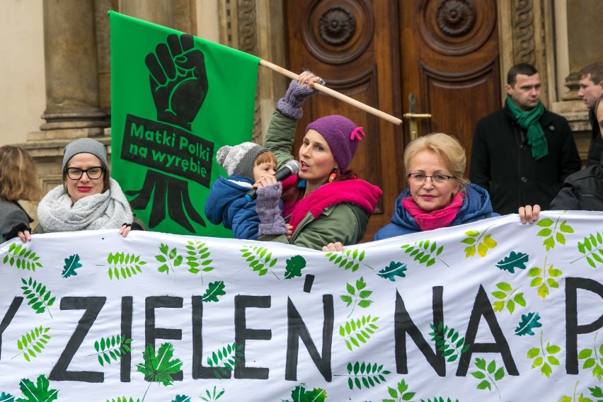 Mieszkańcy protestują w Krakowie. Chcą więcej pieniędzy na zieleń