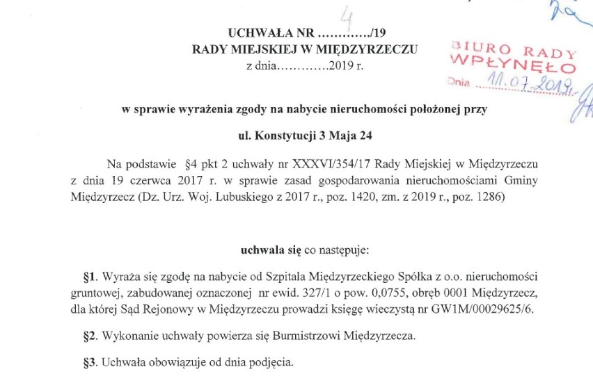 23 lipca będzie sesja międzyrzeckiej rady miejskiej