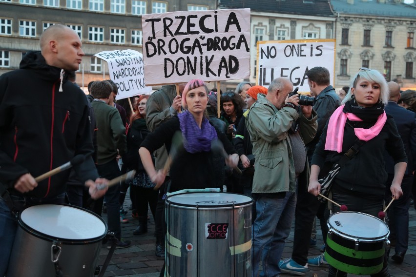 Demonstracja antyfaszystów w Krakowie.