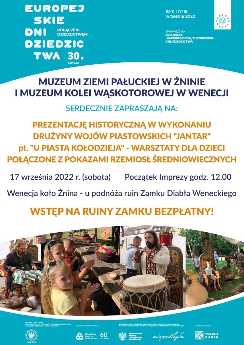 Wenecja koło Żnin. W sobotę, 17 września 2022, "U Piasta Kołodzieja" - warsztaty dla dzieci w ramach Europejskich Dni Dziedzictwa 