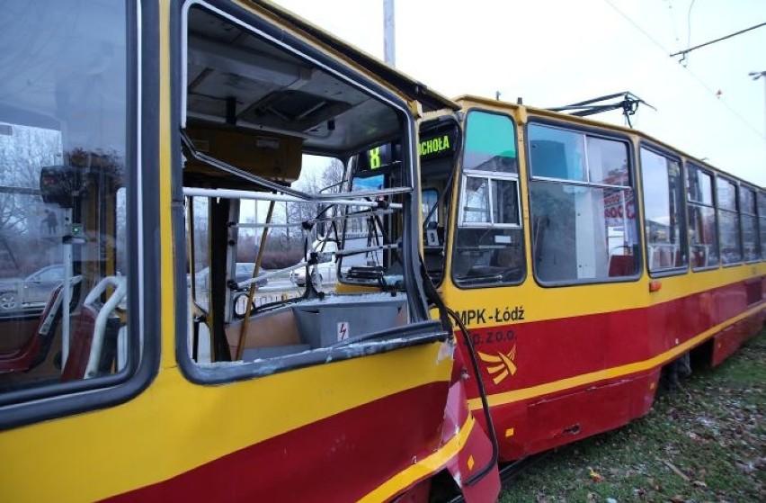 Zderzenie tramwajów na Aleksandrowskiej w Łodzi