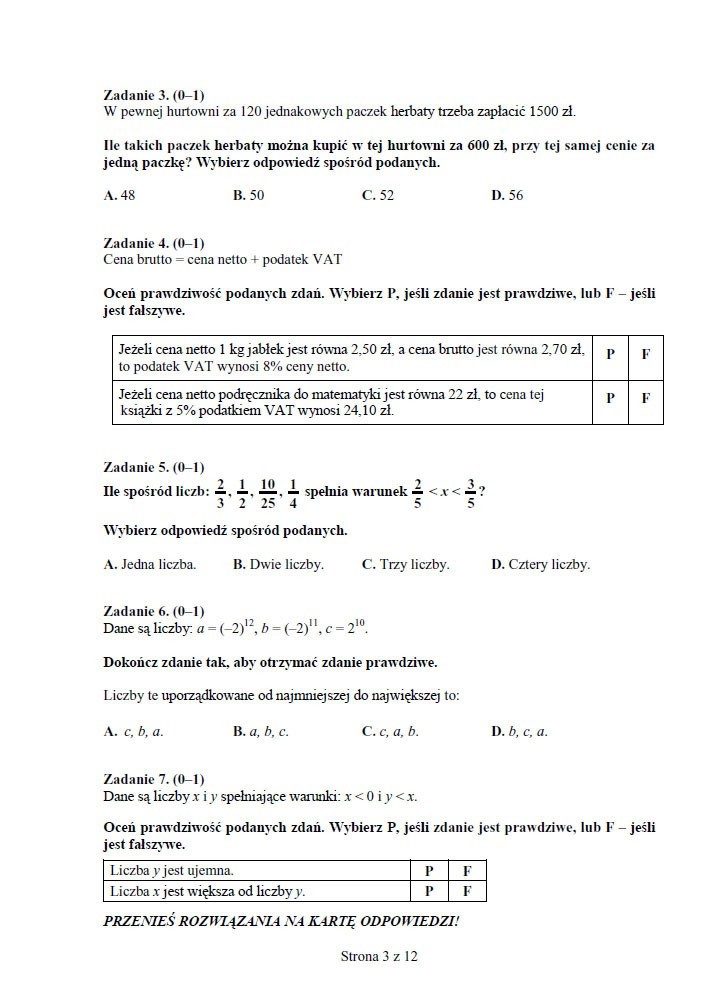 Egzamin gimnazjalny 2013. Test z matematyki i przyrody [ARKUSZE, PYTANIA, ODPOWIEDZI]