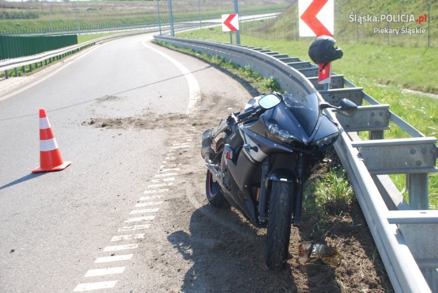 Piekary Śląskie: Wypadek motocyklisty w A1 [ZDJĘCIA]