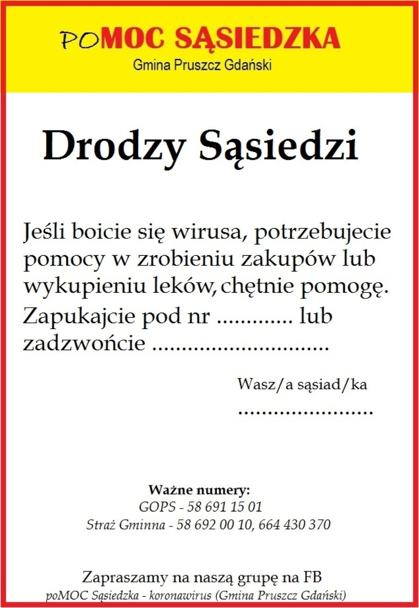 poMOC Sąsiedzką organizują mieszkańcy gminy Pruszcz Gdański