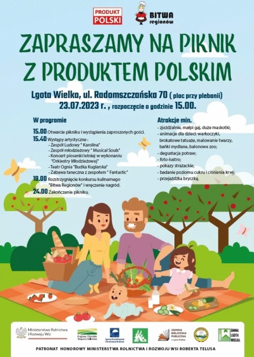 Piknik z Produktem Polskim już w weekend w Lgocie Wielkiej. PROGRAM imprezy