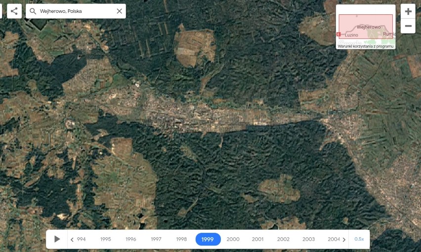 Zdjęcia satelitarne są umieszczone w aplikacji Google Earth...
