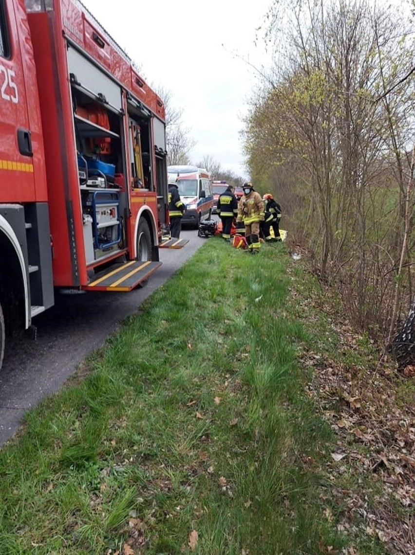 Powiat stargardzki. Wypadek drogowy między gminami Marianowo i Dobrzany. Auto wjechało do rowu i uderzyło w drzewo, kierująca została ranna 