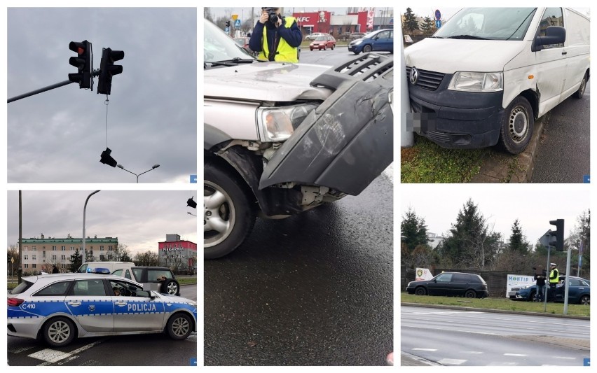 Wypadek na skrzyżowaniu ulic Kruszyńska - Planty we Włocławku. Mandaty dla kierowców próbujących ominąć zdarzenie [zdjęcia]
