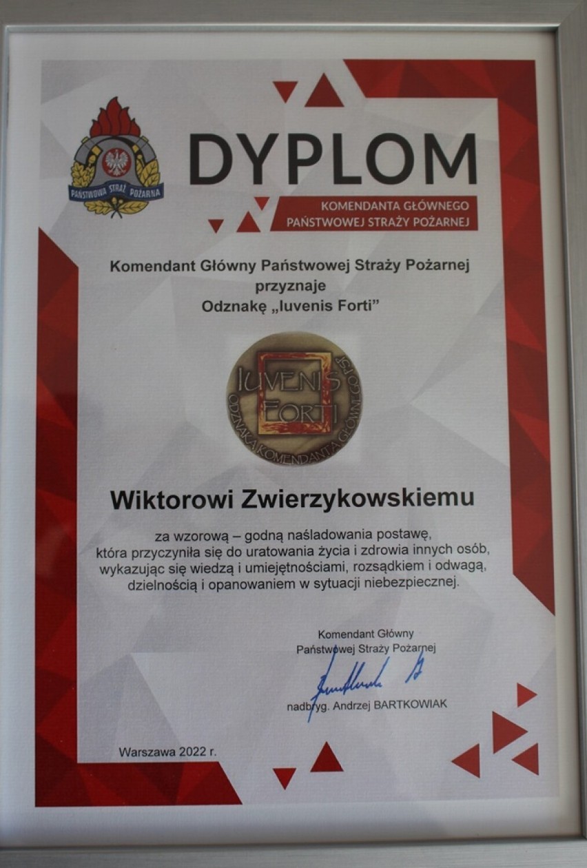 Odznaka „Iuvenis Forti” dla Wiktora Zwierzykowskiego
