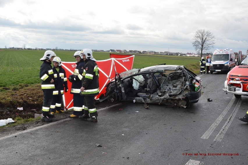 Miejska Górka. Śmiertelny wypadek na trasie Miejska Górka - Sobiałkowo. Kierowcy kierowani są na objazdy [ZDJĘCIA]