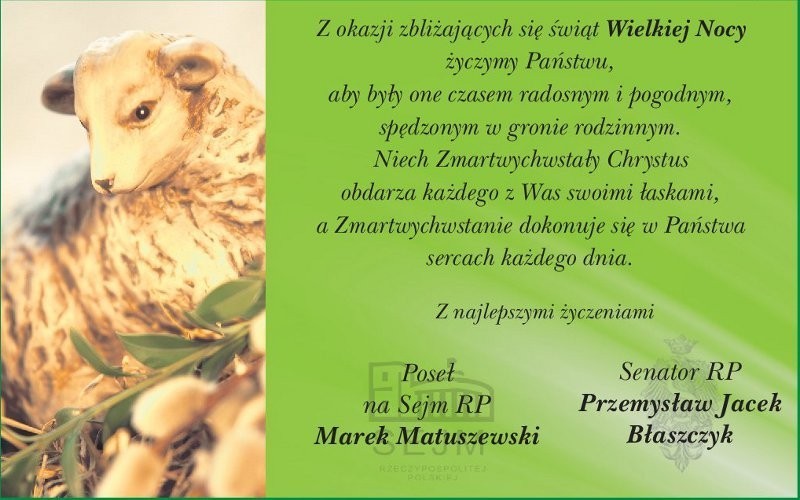 Życzenia składają Poseł na Sejm RP Marek Matuszewski i...