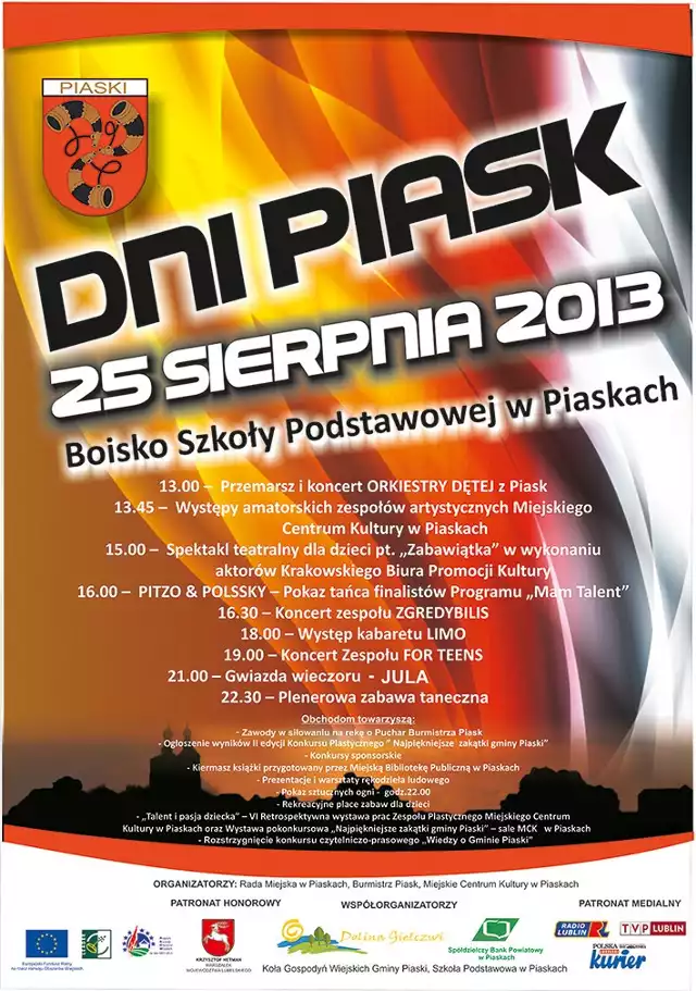 W niedzielę w Piaskach wielki festyn z okazji dorocznych Dni Piask.