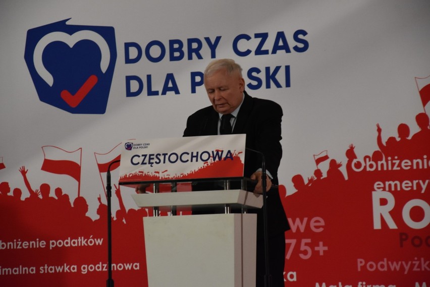 Jarosław Kaczyński na konwencji wyborczej Prawa i Sprawiedliwości w Częstochowie ZDJĘCIA