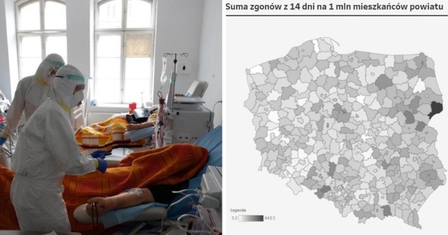 Ile osób umarło w poszczególnych powiatach woj. śląskiego w ciągu ostatnich 14 dni (na 1 mln mieszkańców). Gdzie najwięcej? Kliknij w galerię >>>