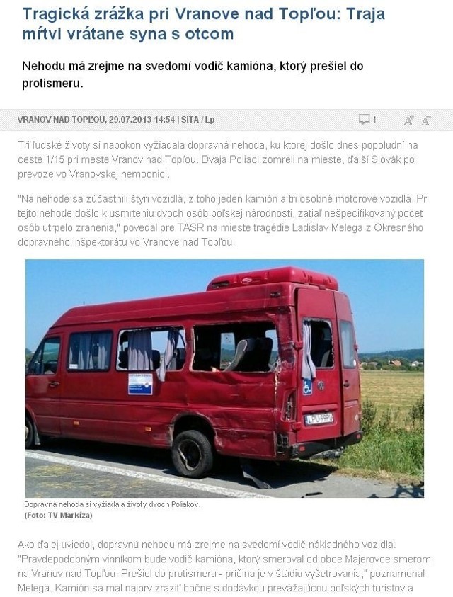 Słowacja: Wypadek busa na puławskich tablicach. Dwie osoby zginęły