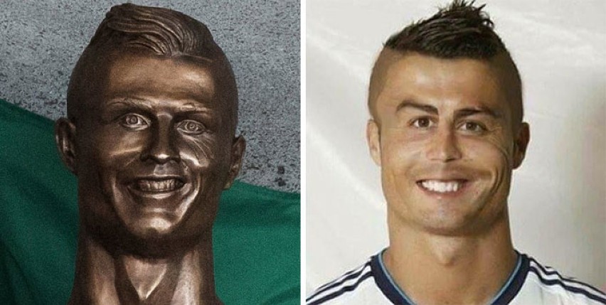 Internauci obśmiewają paskudne popiersie Cristiano Ronaldo....