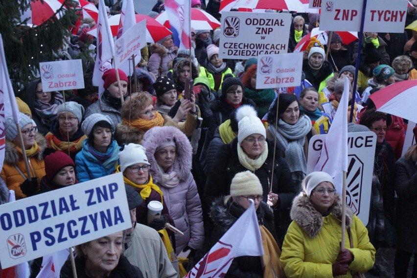 W manifestacji przed Śląskim Urzędem Wojewódzkim wzięły...