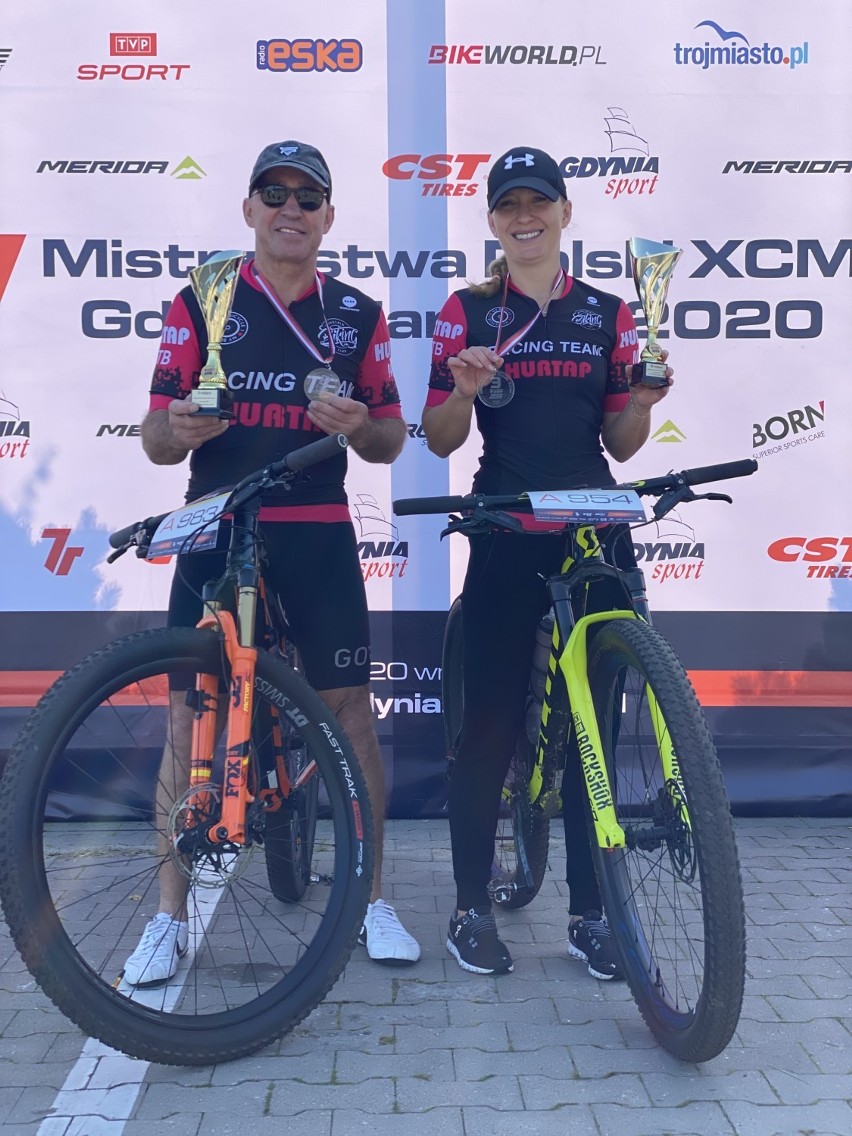 Wiktor Napióra i Alicja Napióra na podium w Mistrzostwach Polski w maratonie MTB w Gdyni