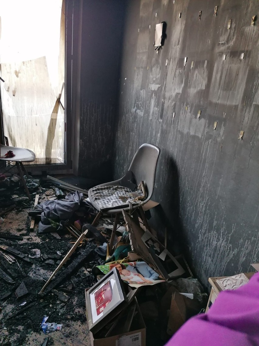 zdjęcia spalonego mieszkania