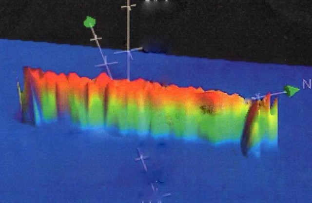 Czy to zaginiony ORP "Orzeł"? Zdjęcie sonarowe wraku okrętu podwodnego zostało wykonane przez brytyjskie Biuro Hydrograficzne.