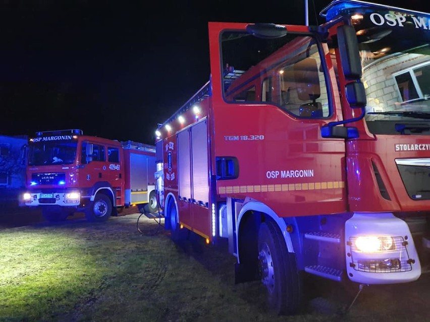 Niespokojna noc strażaków: pożar sadzy w Margoninie