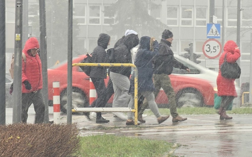 Śnieżyca w Kielcach dała się we znaki kierowcom i pieszym.