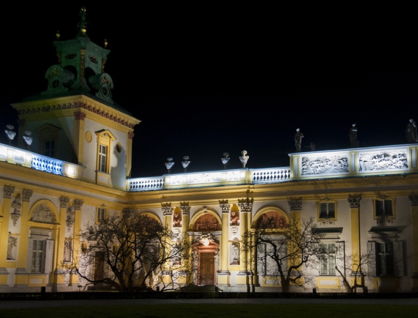 II Królewski Festiwal Światła w Wilanowie - iluminacja fasady Pałacu Królewskiego