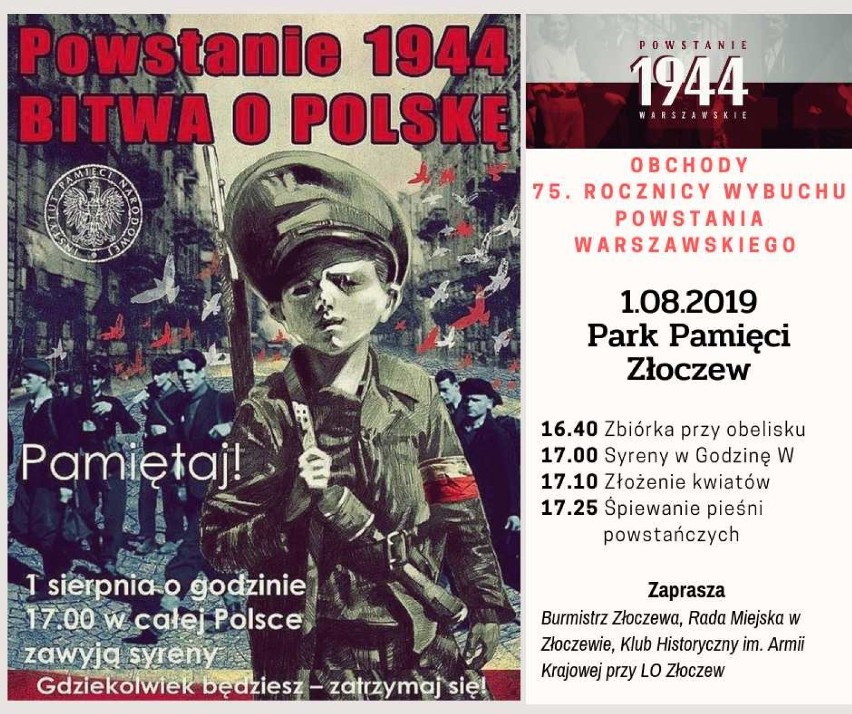 Złoczew: Obchody 75. rocznicy wybuchu Powstania Warszawskiego