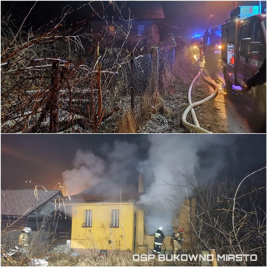 Nocny pożar domu w Bukownie. Strażacy w akcji. To było podpalenie [ZDJĘCIA]