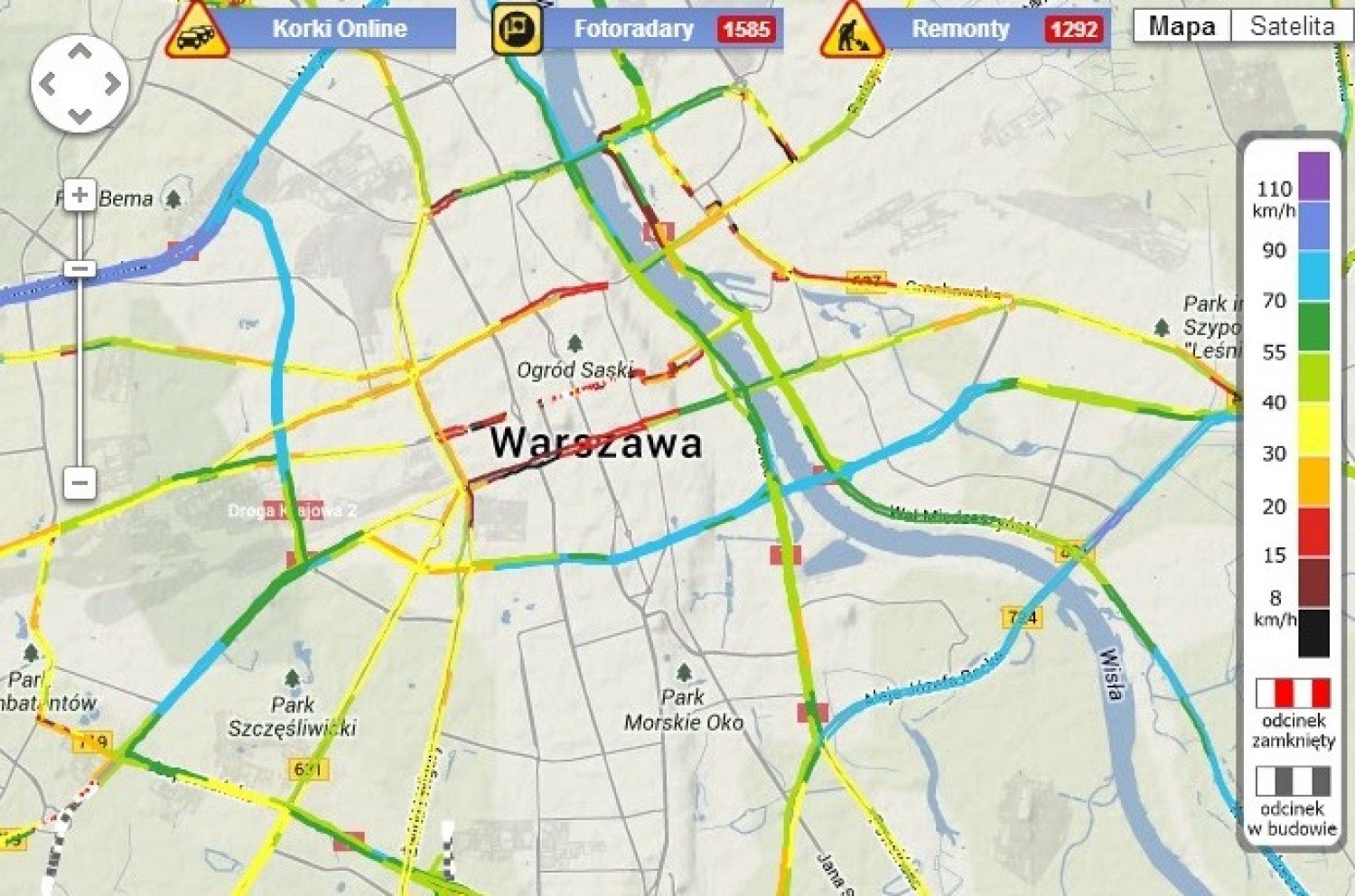 SAMOCHODOWA MAPA POLSKI [fotoradary, wyznaczanie trasy, korki w Warszawie]  | Warszawa Nasze Miasto