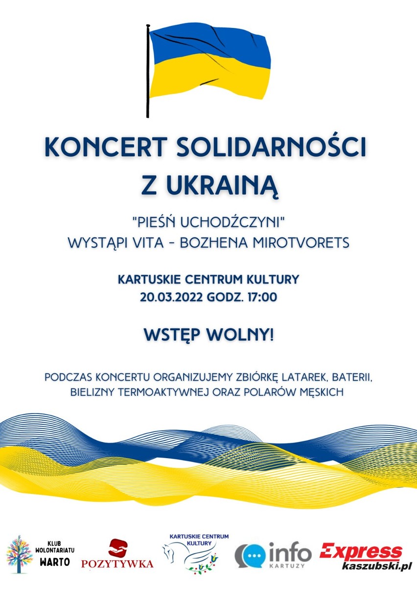 Kartuzy. Zbliżają się koncert solidarności z Ukrainą oraz wieczór z muzyką ukraińską