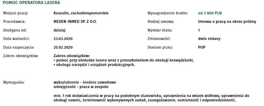 Praca w Koszalinie. Najnowsze oferty. Sprawdź zarobki, warunki, szczegóły 