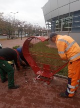 W centrum Opoczna stanęło wielkie serce na nakrętki. Mieszkańcy już napełniają je korkami [ZDJĘCIA]