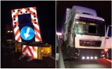 Wypadek na autostradzie A1 w okolicach Radomska. Ciężarówka uderzyła w przyczepę zabezpieczającą roboty drogowe