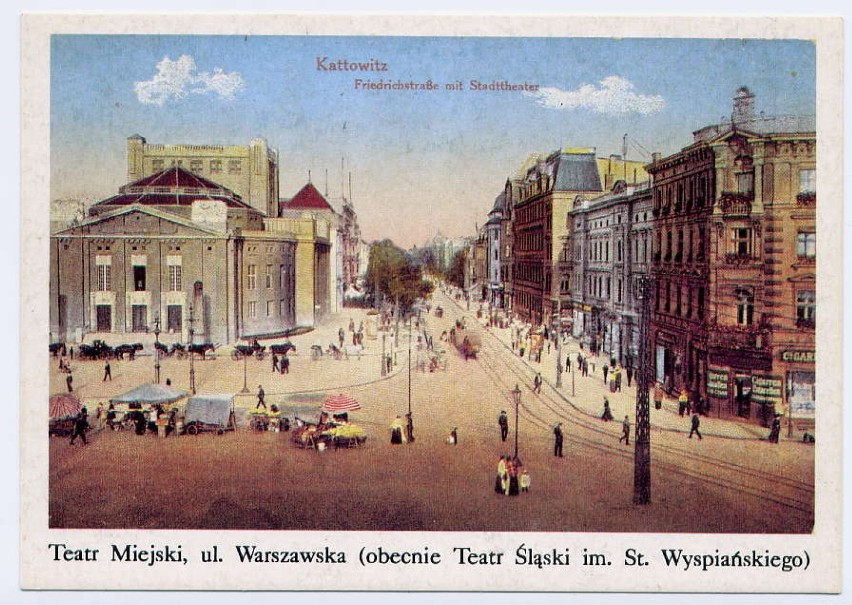 Widok z katowickiego rynku na ulicę Warszawską. Przed wojną...
