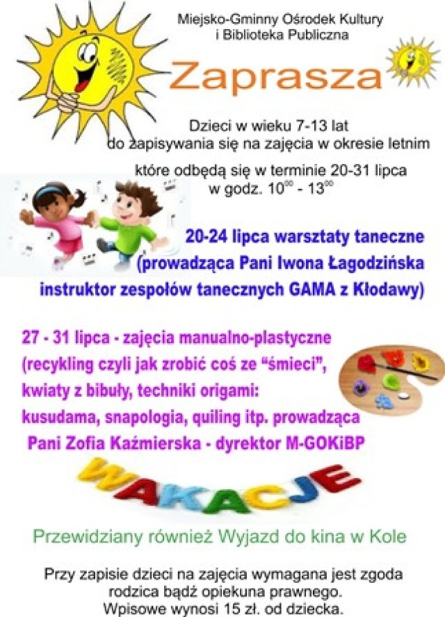 Wakacje 2015 w M-GOKiBP w Dąbiu