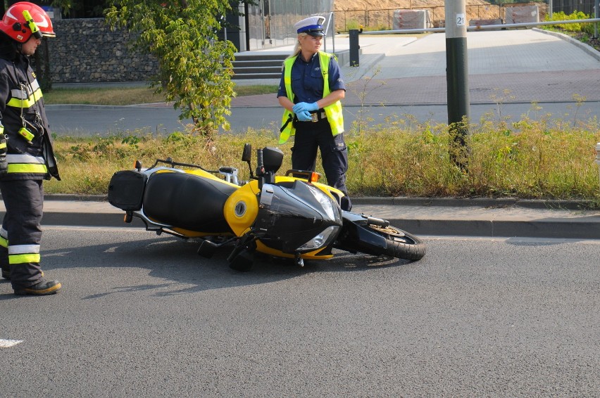 Wypadek motocyklisty na ul. Klimeckiego w Krakowie