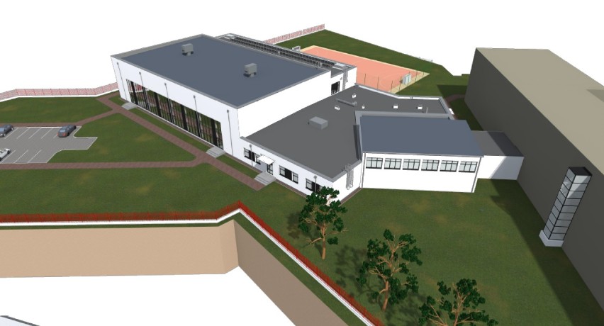 Łomża. Szkoła Podstawowa nr 5 będzie miała nową halę sportową. Miasto ogłosiło przetarg [wizualizacje]