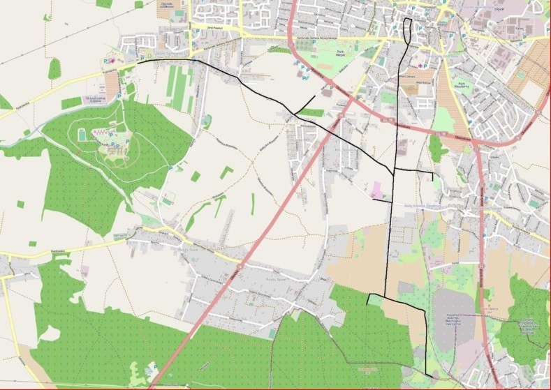 Mapa ze szlakami rowerowymi w Tarnowskich Górach stworzonymi...