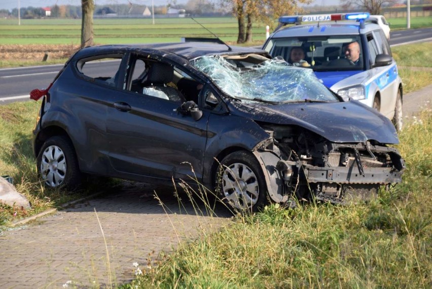 Auto wpadło do rowu na drodze między Łubowem a Lednogórą