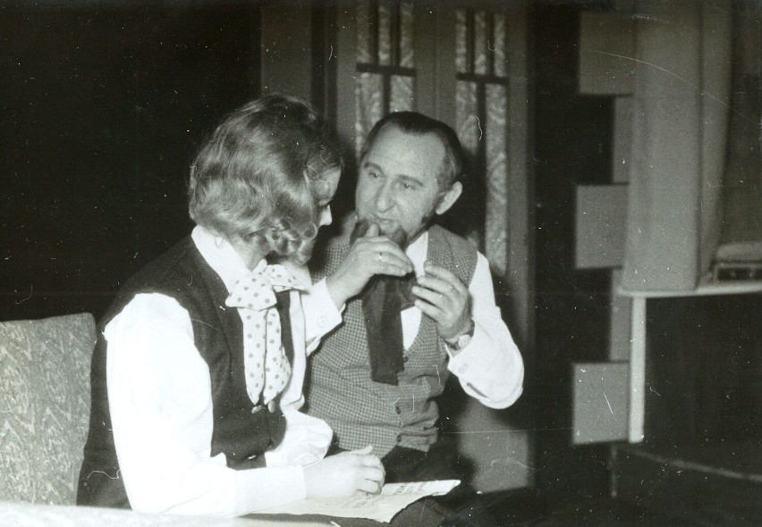 Leon Żakowwski podczas próby Tanga, S. Mrożka, 1968 r.