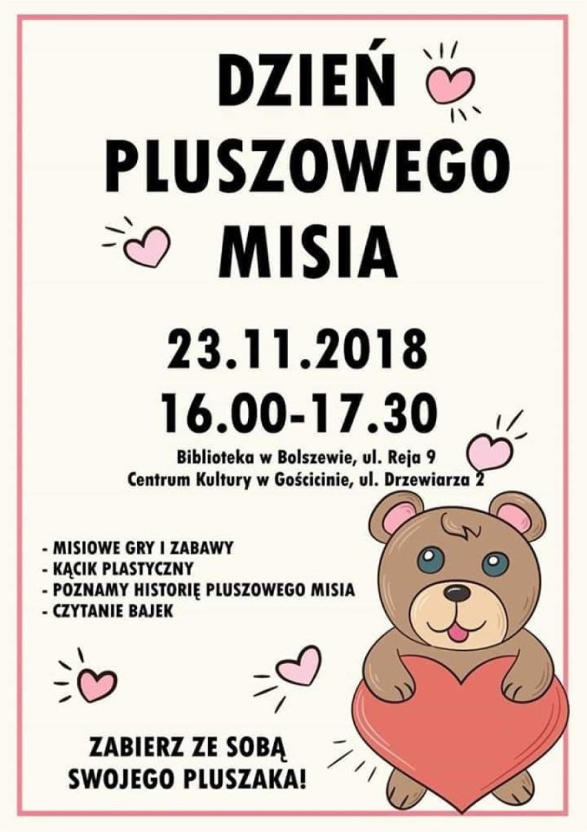 Dzień Pluszowego Misia w powiecie wejherowskim: imprezy dla dzieci