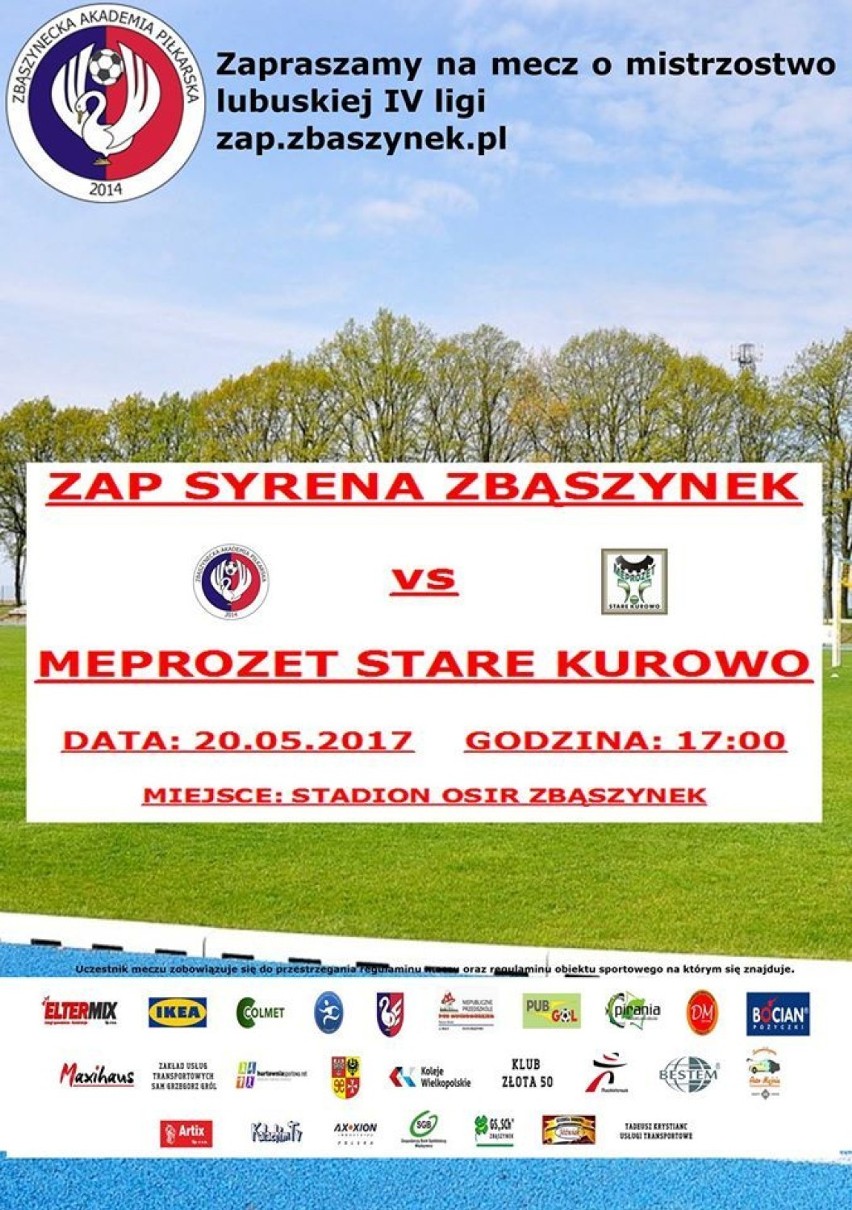 IV liga Grupa Lubuska w piłce nożnej ZAP Syrena Zbąszynek - Meprozet Stare Kurowo  9:0 (2:0)